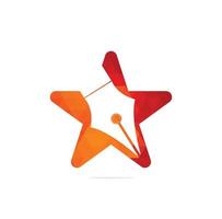 création de logo de concept de forme d'étoile de stylo. vecteur