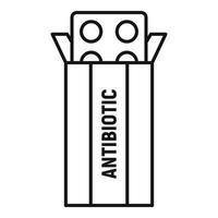 icône de boîte de paquet d'antibiotiques, style de contour vecteur