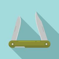 icône de couteau de chasse, style plat vecteur