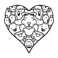 coeur doodle mignon saint valentin coloriage vecteur