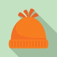 icône de chapeau d'hiver en laine, style plat vecteur