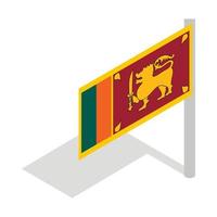 drapeau du sri lanka avec l'icône de mât de drapeau vecteur