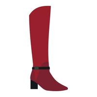 icône de bottes de mode rouge femme, style plat vecteur