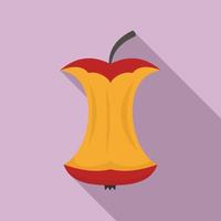 icône de pomme rouge mangée, style plat vecteur