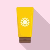 icône de crème de tube de protection solaire, style plat vecteur