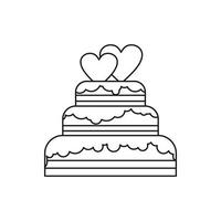 icône de gâteau de mariage, style de contour vecteur