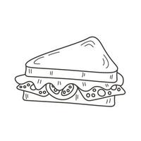 illustration vectorielle de doodle sandwich alimentaire vecteur