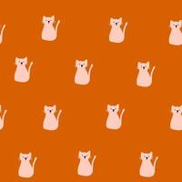modèle sans couture avec des chats mignons sur fond marron, illustration plate dessinée à la main pour le tissu pour enfants, la pépinière et la décoration intérieure, imprimer comme papier d'emballage, textile, mode, conception de couverture, journée des chats vecteur