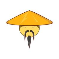 homme en icône de chapeau conique chinois, style cartoon vecteur