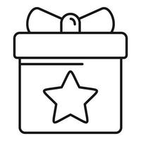 icône de boîte de cadeau de fidélité, style de contour vecteur