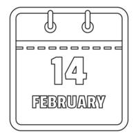 icône de calendrier de février, style de contour. vecteur
