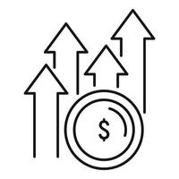 grandir l'icône de démarrage de l'argent, style de contour vecteur