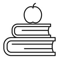 icône de pile de livre de pomme, style de contour vecteur