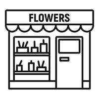 icône de magasin de rue de fleurs, style de contour vecteur