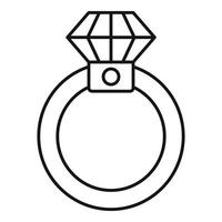 icône de bague en diamant, style de contour vecteur