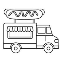 icône de camion de hot-dog, style de contour vecteur