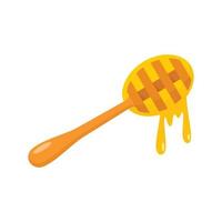 icône de cuillère à miel en bois, style plat vecteur