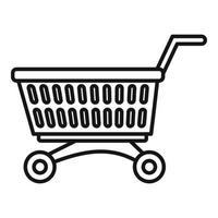 icône de chariot de supermarché, style de contour vecteur