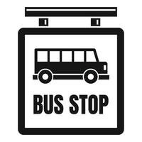 icône de signe de station d'arrêt de bus, style simple vecteur