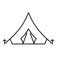 icône de tente de chasse safari, style de contour vecteur