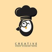 création de logo de pingouin chef vecteur