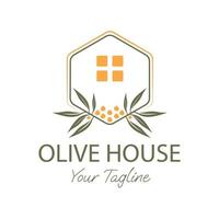 illustration hexagone olivier design maison premium résidentiel immeuble logo design vecteur