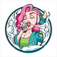 vecteur de mascotte de personnage vape girl