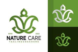 création de logo nature eco care, vecteur de logos d'identité de marque, logo moderne, modèle d'illustration vectorielle de dessins de logo