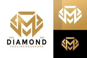 initiales lettre m création de logo diamant, vecteur de logos d'identité de marque, logo moderne, modèle d'illustration vectorielle de dessins de logo