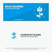 décoration pâques fleur plante icône solide bannière de site Web et modèle de logo d'entreprise vecteur
