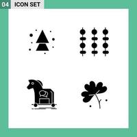 pack de 4 glyphes solides créatifs d'éléments de conception vectoriels modifiables de cheval de direction de la viande de cheval de flèche vecteur