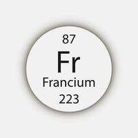 symbole du francium. élément chimique du tableau périodique. illustration vectorielle. vecteur