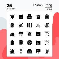 25 merci donnant jeu d'icônes 100 eps modifiables 10 fichiers idées de concept de logo d'entreprise conception d'icône de glyphe solide vecteur