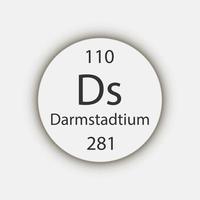 symbole du darmstadtium. élément chimique du tableau périodique. illustration vectorielle. vecteur