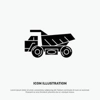camion remorque transport construction solide glyphe icône vecteur