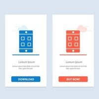 boîte de cellule mobile bleu et rouge téléchargez et achetez maintenant le modèle de carte de widget web vecteur