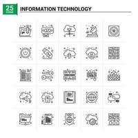 25 technologie de l'information icon set vector background