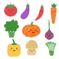 collection de légumes de dessin animé vecteur