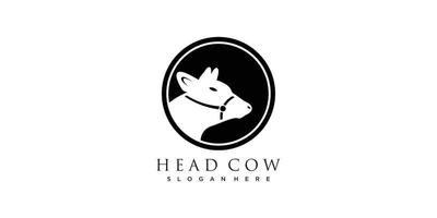 tête de vache logo avec illustration vectorielle d'icône d'espace négatif vecteur