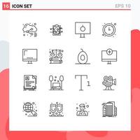 16 icônes créatives signes et symboles modernes d'argent informatique serrure économie sécurité éléments de conception vectoriels modifiables vecteur