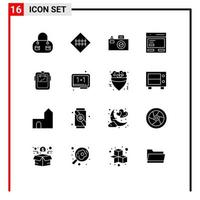 ensemble de 16 symboles d'icônes d'interface utilisateur modernes signes pour l'image de masque de protection aux éléments de conception vectoriels modifiables de communication vecteur