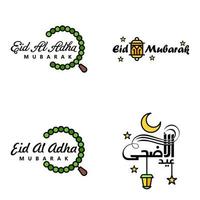 4 meilleurs vecteurs joyeux eid dans le style de calligraphie arabe en particulier pour les célébrations de l'aïd et saluer les gens vecteur