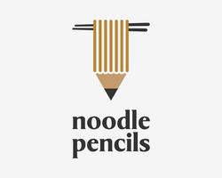 nouilles baguettes nouilles pâtes spaghettis au crayon dessiner écrire concept intelligent création de logo vectoriel