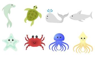 une collection d'illustrations d'animaux sous-marins vecteur