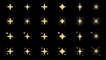 ensemble d'icônes d'étoiles scintillantes sur fond noir vecteur