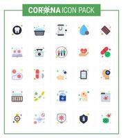 25 pack d'icônes coronavirus covid19 de couleur plate comme le type de capsule chute de santé coronavirus viral en ligne 2019nov éléments de conception de vecteur de maladie