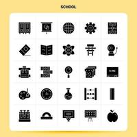 ensemble d'icônes d'école solide 25 conception de style de glyphe vectoriel icônes noires définies idées d'affaires web et mobiles conception illustration vectorielle