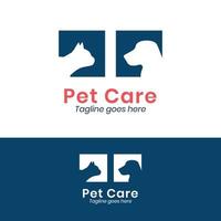 soins des chiens et des chats pour le modèle de logo de l'animalerie. vecteur