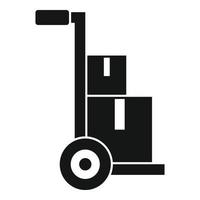icône de livraison à domicile de chariot de colis, style simple vecteur