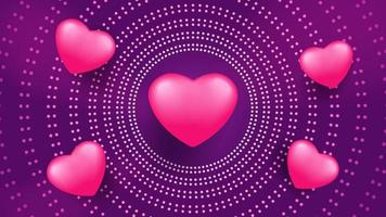 coeur sur fond violet brillant vecteur